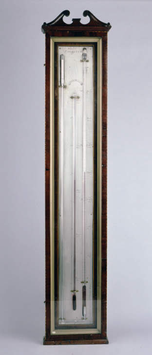 Angle mercury barometer and thermometer