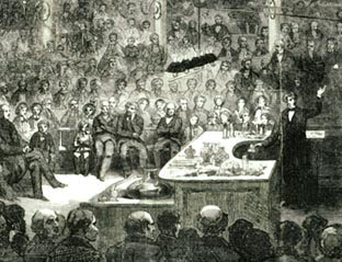 Print of Faraday lecturing