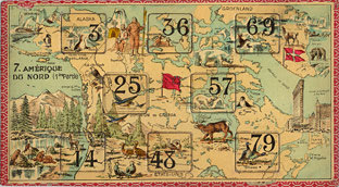 One of two lottery game cards for the continent of North America