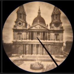 Two of Dancer's microphotographs: The Ten Commandments and St Paul's Cathedral