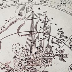 Detail of a silver celestial planisphere