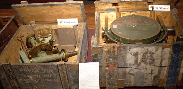 Mount for equatorial telescope, in shipping crate