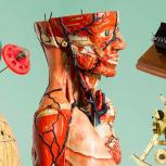 Objects from the Whipple Museum, including a Mars Globe, an Astrolabe and Marcel the Human Model.